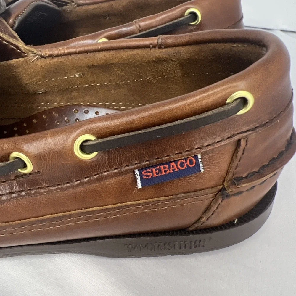 Sebago Schooner Docksides Men's Leather Boat Shoes 7.5 M Brown 75943